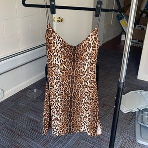 Cheetah print spaghetti strap mini dress